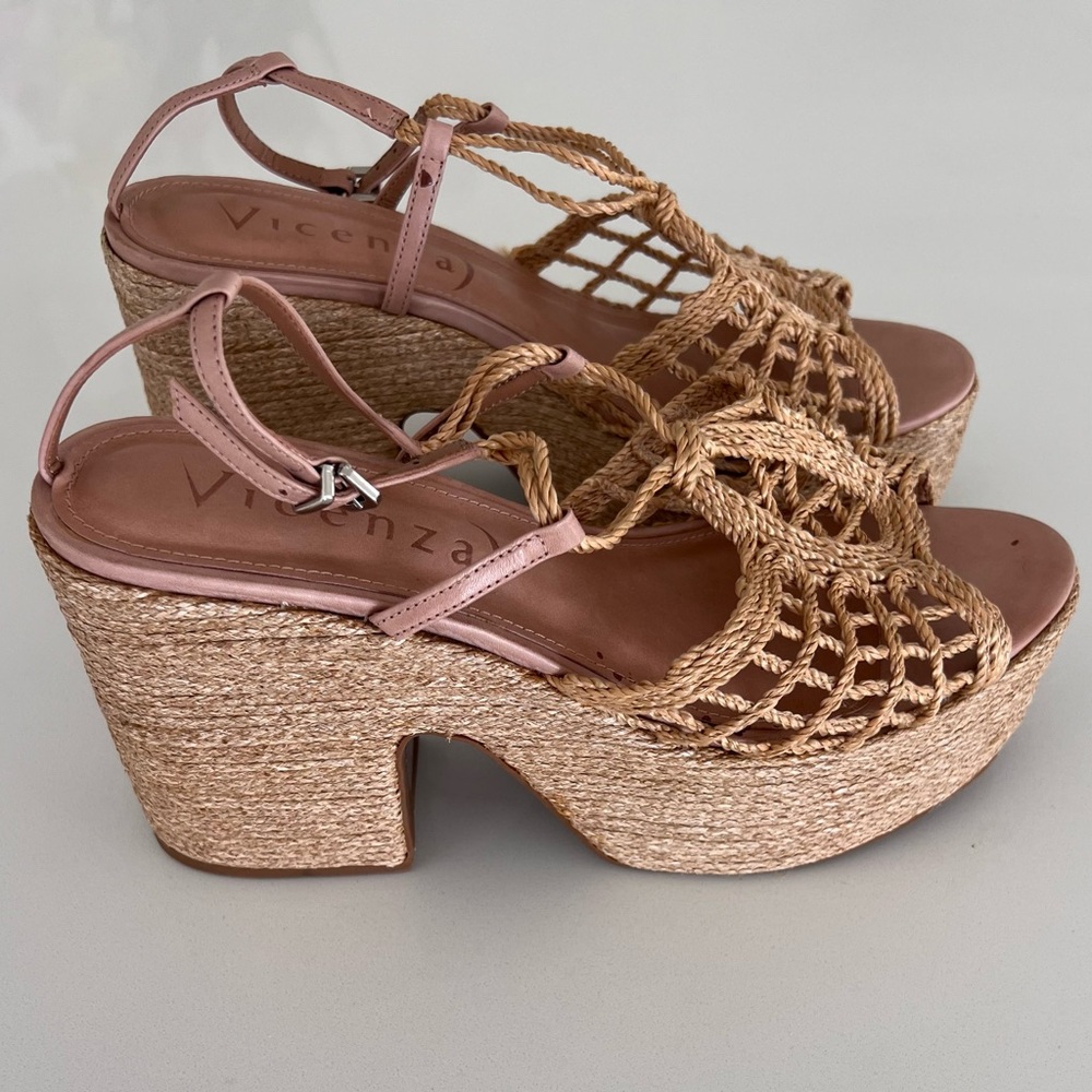 Vicenza Anthropologie Melissa Woven Platform Sandals In Boho Beige Size 39.